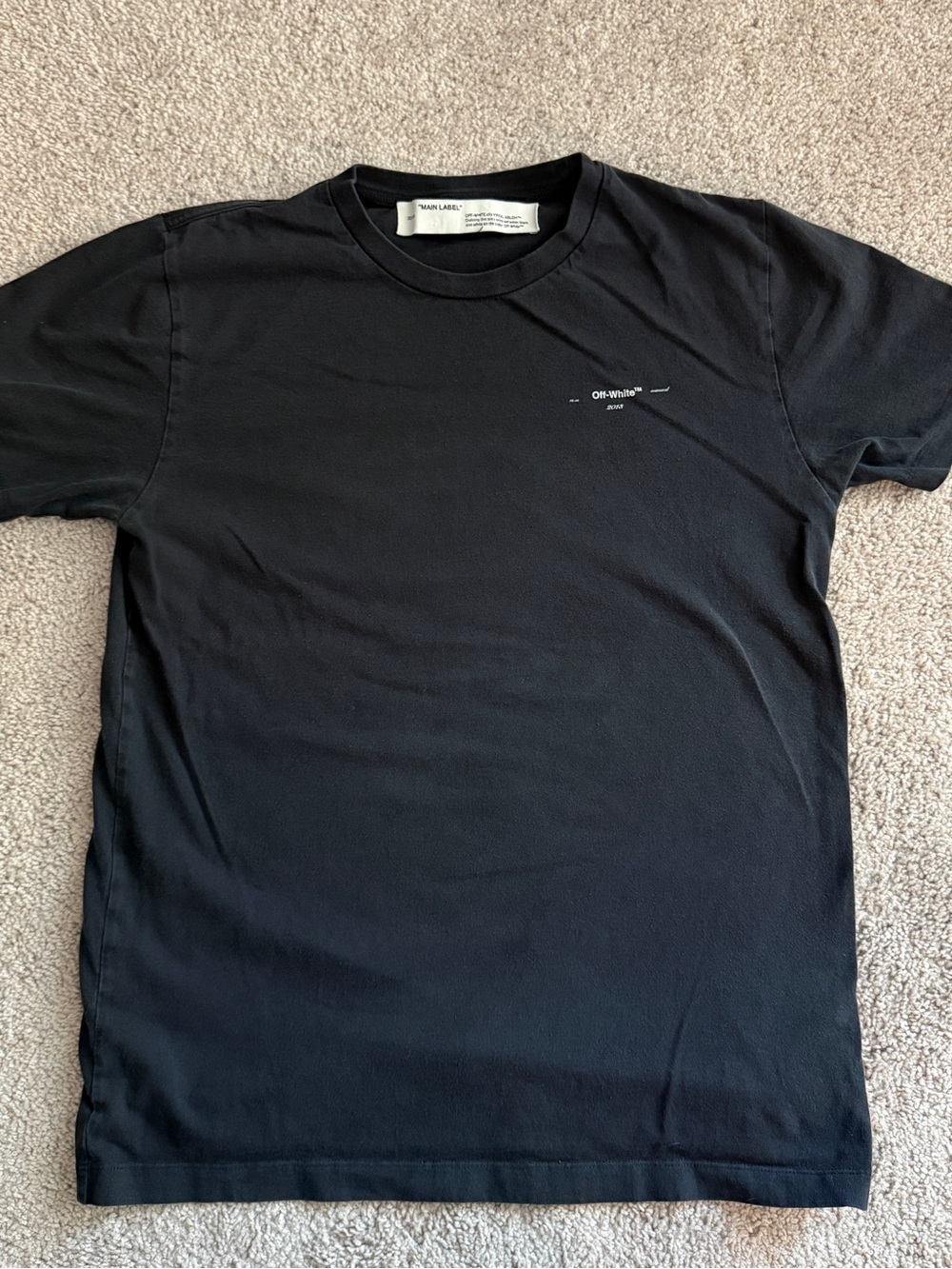 Off-White c/o Virgil Abloh 2018 Seasonal Logo T-Shirt Black Size large 21x28